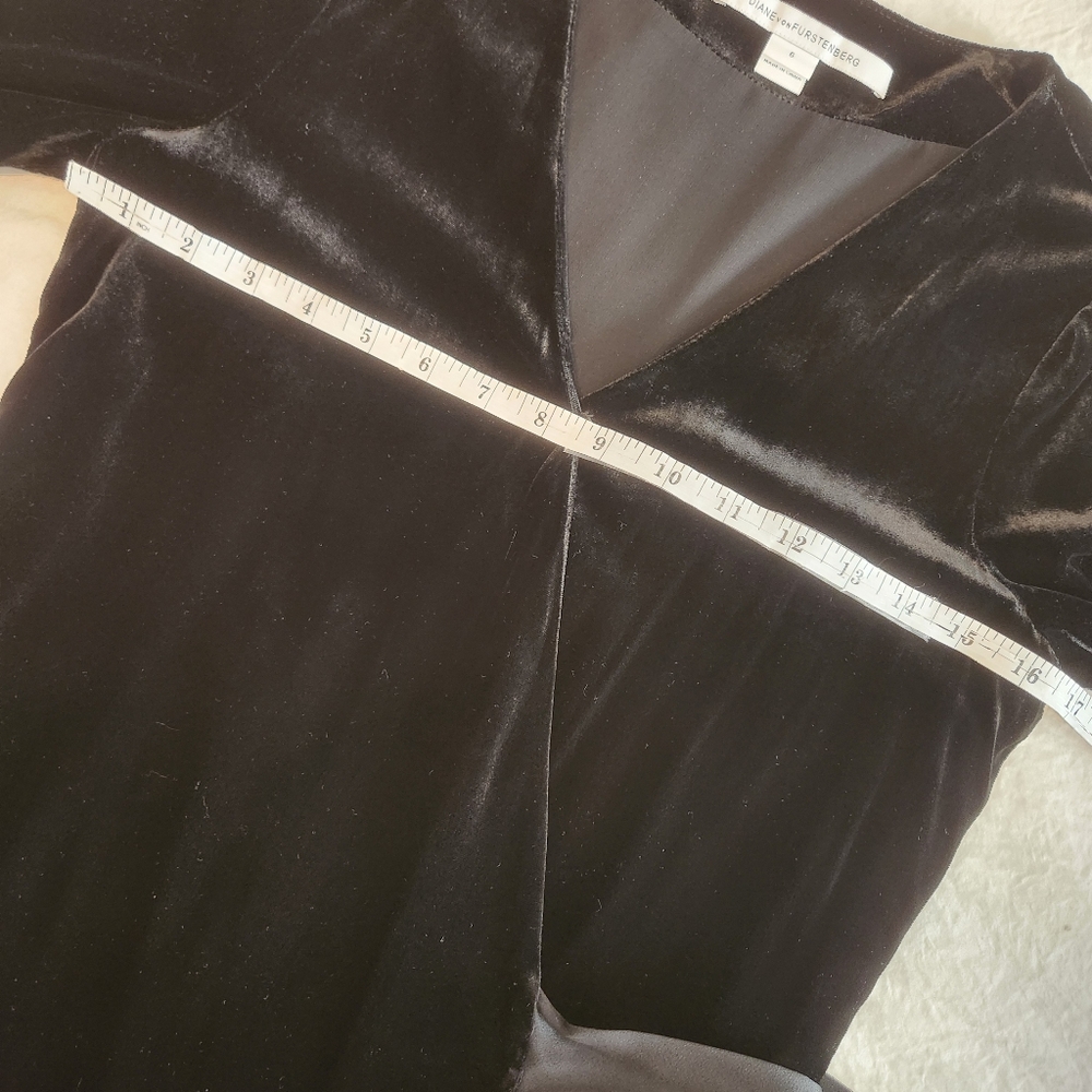 DVF Diane Von Furstenberg Black Velvet Julian Long Wrap Dress Elegant Cocktail 6 - Picture 6 of 12